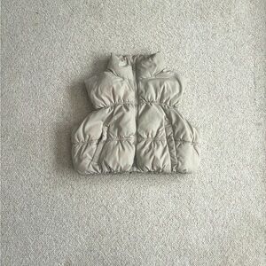 Tan Cropped Puffer Vest